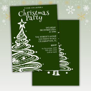 Convites Festa da Árvore de Natal Verde e Branca