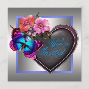 Convites Festa da Borboleta Rosa Prata Roxo