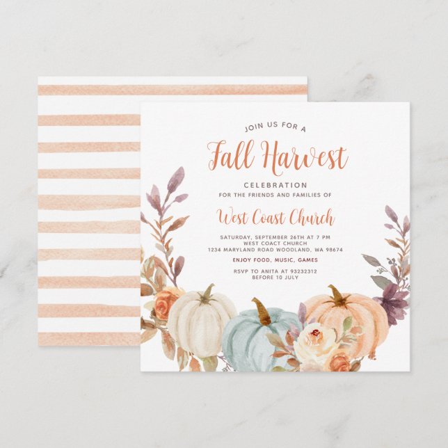 Convites Festa da Colheita de Outono, Fall Fest, Comunidade (Frente/Verso)