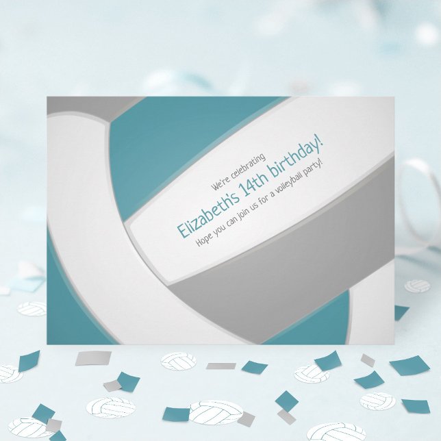 Convites festa da equipe de aniversário de criança de vôlei (Criador carregado)