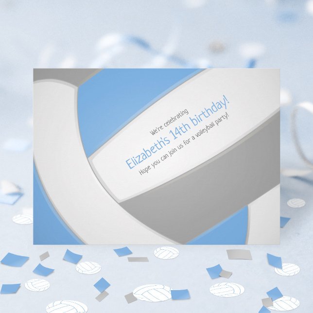 Convites festa da equipe de aniversário de criança de vôlei (Criador carregado)