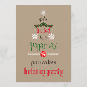 Convites Festa da família de pijamas e panquecas de Natal