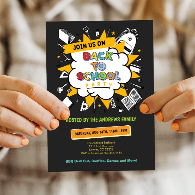 Convites Festa da Família na Escola (Cute Back to School Family Party Invitation)