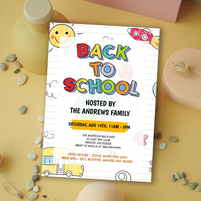 Convites Festa da Família na Escola (Cute Back to School Family Party Invitation)