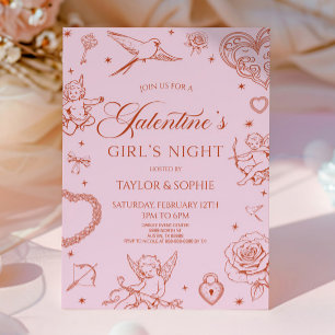 Convites Festa da Galentine's Noite das Meninas Dia dos Nam