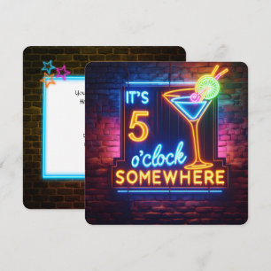 Convites Festa da Hora Feliz dos Cinco Horas de Relógio