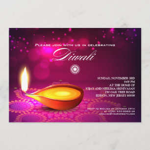 Convites Festa da lâmpada de Bokeh Lights Diwali