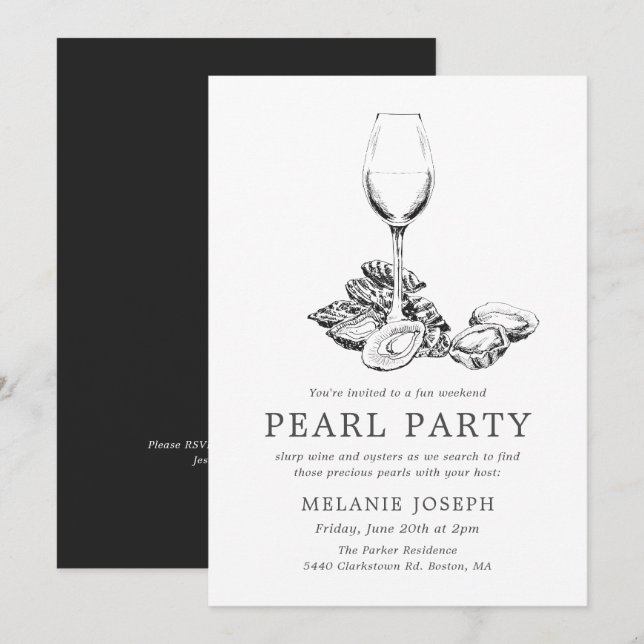 Convites Festa da Pérola Ensaio Festa Estilo Mínimo (Frente/Verso)