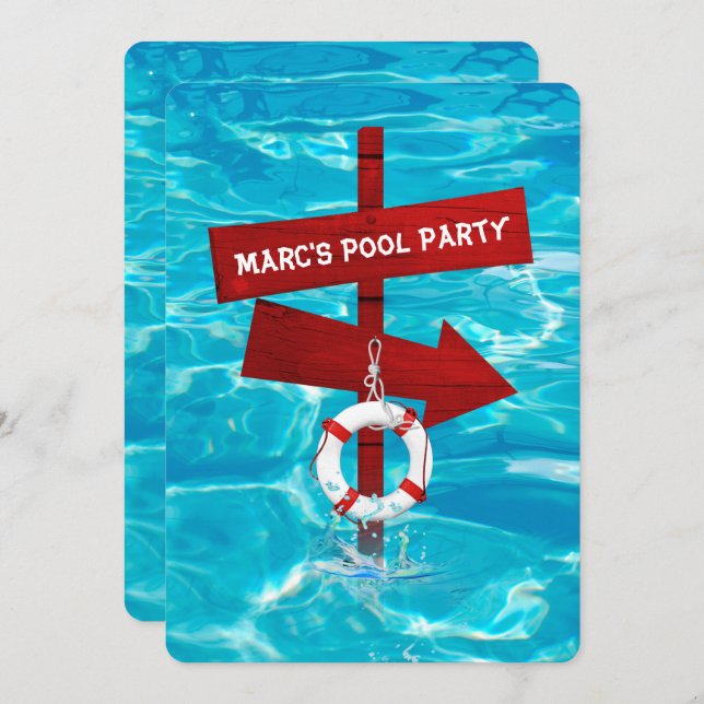 Convites festa da piscina de natação (Frente/Verso)