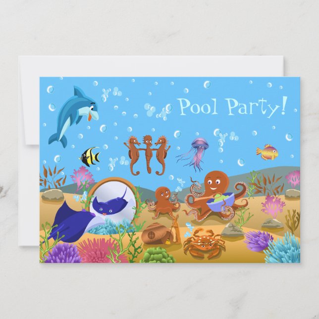 Convites Festa da Piscina do Mundo Submarino (Frente)