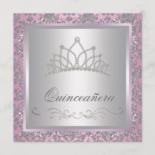Convites Festa da Princesa Rosa Tiara de Diamante