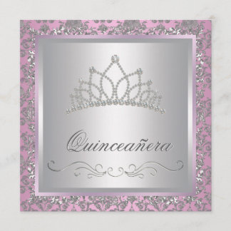 Convites Festa da Princesa Rosa Tiara de Diamante