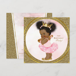 Convites Festa da Princesa Vintage Menina Bebê Brilho Doura