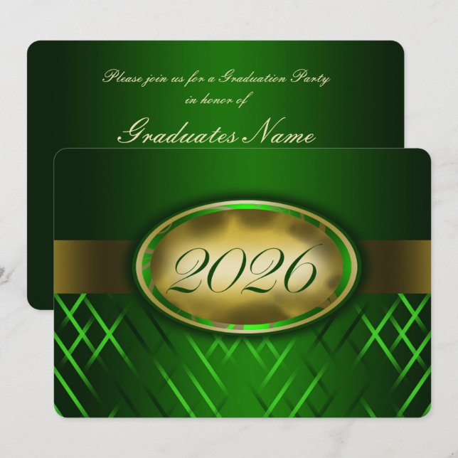 Convites Festa da Turma de 2026 Verde e Dourada (Frente/Verso)