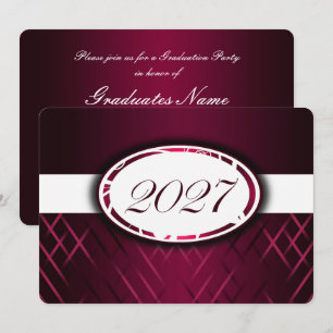 Convites Festa da Turma de 2027 Burgundy e Branco