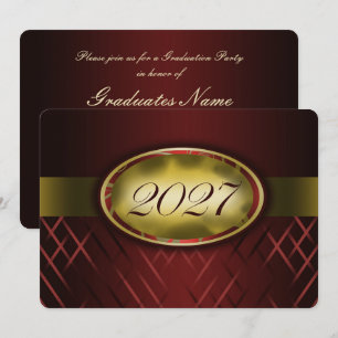 Convites Festa da Turma de 2027 em Vinho e Dourado