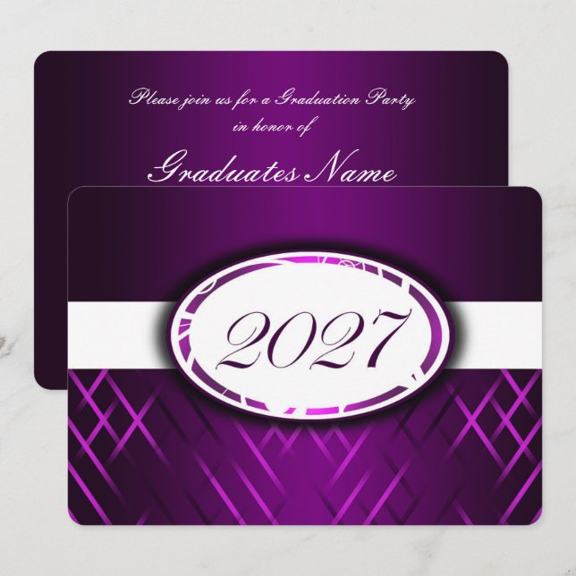 Convites Festa da Turma de 2027 Roxo e Branco (Frente/Verso)