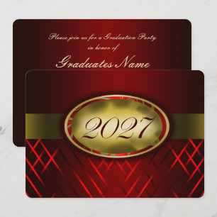 Convites Festa da Turma de 2027 Vermelha e Dourada
