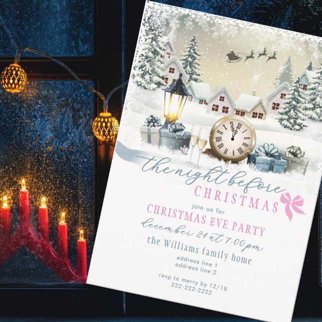 Convites Festa da Véspera de Natal Festa de Natal (Night Before Christmas Festive Christmas Eve Party Invitation)
