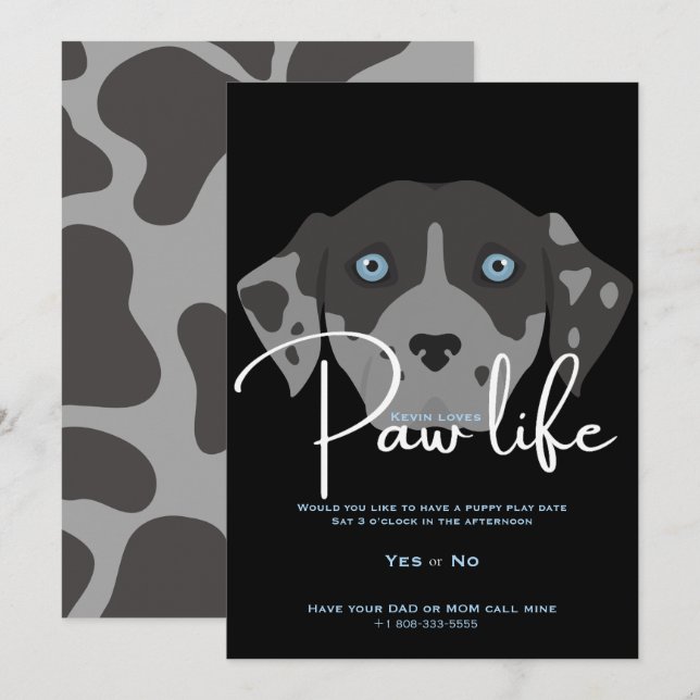 Convites Festa da vida da pata de cachorrinho fofo  (Frente/Verso)