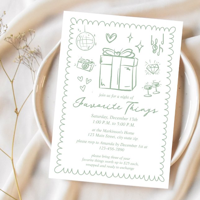 Convites Festa das Coisas Favoritas em Verde Limão Desenhad (Criador carregado)