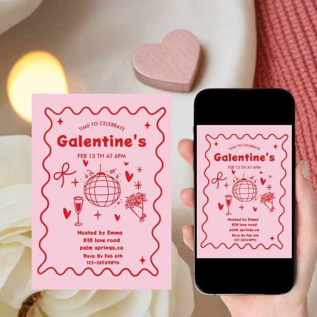 Convites Festa das Galentines Valentines meninas Caprichosa (Criador carregado)