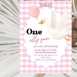 Convites Festa de 1º Aniversário da Menina ONE Silly Goose