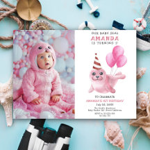 Festa de 1º Aniversário da Nossa Bebê Foca Rosa Me