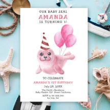 Festa de 1º Aniversário da Nossa Bebê Foca Rosa Me