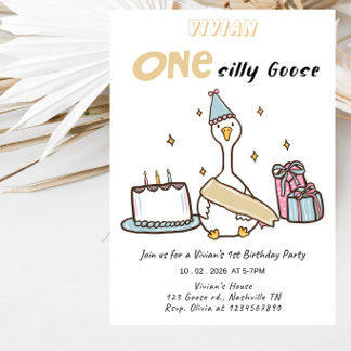 Convites Festa de 1º Aniversário da One Silly Goose Girl