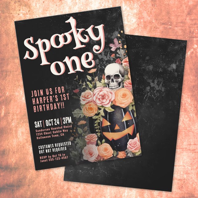 Convites Festa de 1º Aniversário da Pink Spooky One (Pink Spooky One 1st Birthday Party Invitation)