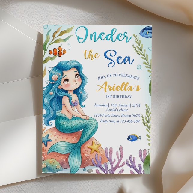 Convites Festa de 1º Aniversário da Sereia Oneder O Mar Ser (Criador carregado)