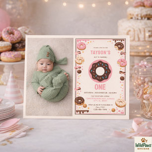Convites Festa de 1º Aniversário da Sweet One Donut   Donut