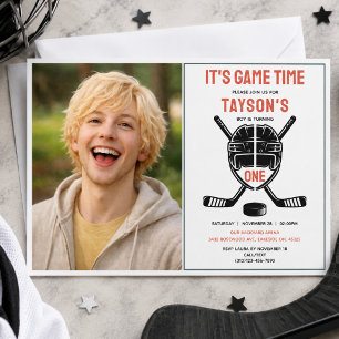 Convites Festa de 1º Aniversário de It's Game Time Hockey f