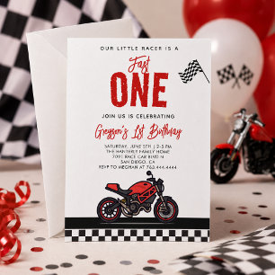 Convites Festa de 1º Aniversário de Moto de Corrida Fast On