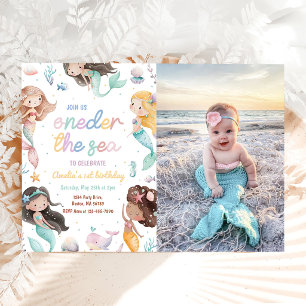 Convites Festa de 1º Aniversário de Sereia Debaixo do Mar F