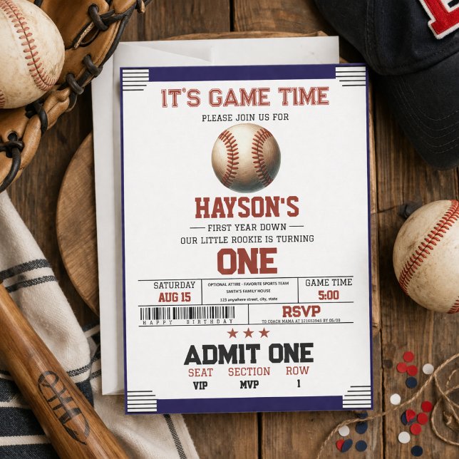 Convites Festa de 1º Aniversário do First Year Down Basebal (First Year Down Baseball 1st Birthday Party)