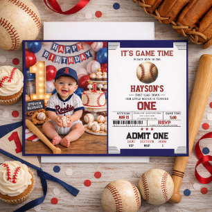 Convites Festa de 1º Aniversário do First Year Down Basebal