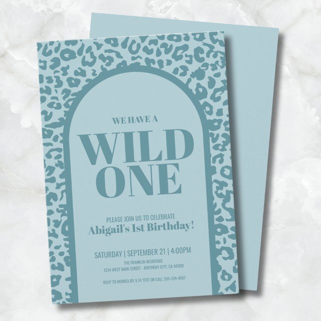 Convites Festa de 1º Aniversário do Menino Azul Selvagem (Blue Boy Wild One 1st Birthday Party Invitation)