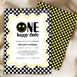 Convites Festa de 1º Aniversário do Retro One Happy Dude Am