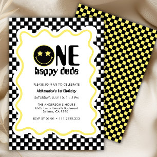 Convites Festa de 1º Aniversário do Retro One Happy Dude Am