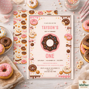 Convites Festa de 1º Aniversário do Sweet One Donut Donut