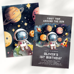 Convites Festa de 1º Aniversário Espacial Primeira Volta ao
