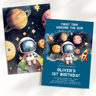 Convites Festa de 1º Aniversário Espacial Primeira Volta ao