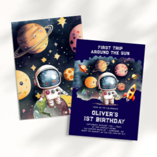 Convites Festa de 1º Aniversário Espacial Primeira Volta ao