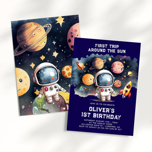 Convites Festa de 1º Aniversário Espacial Primeira Volta ao (Criador carregado)