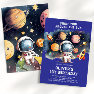 Convites Festa de 1º Aniversário Espacial Primeira Volta ao