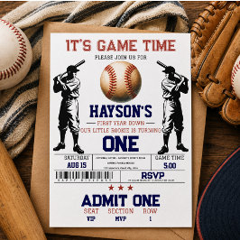Convites Festa de 1º Aniversário First Year Down Baseball