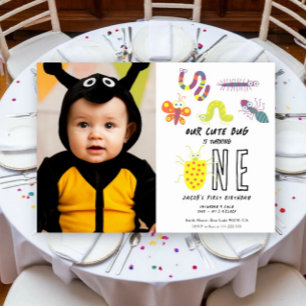Convites Festa de 1º Aniversário Infantil Bug Minhoca Borbo