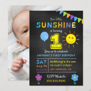 Convites Festa de 1º Aniversário Menino Little Sunshine Loj